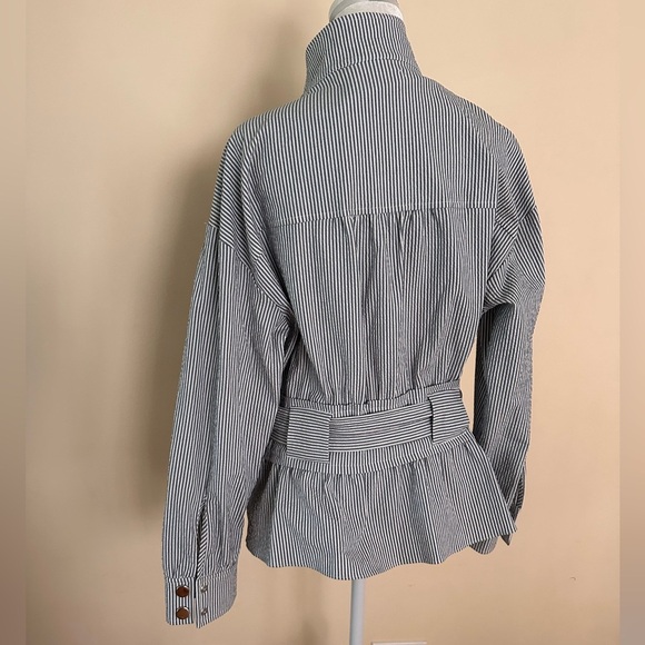 VERONICA BEARD York Striped Belted Seersucker Jacket - Picture 9 of 12